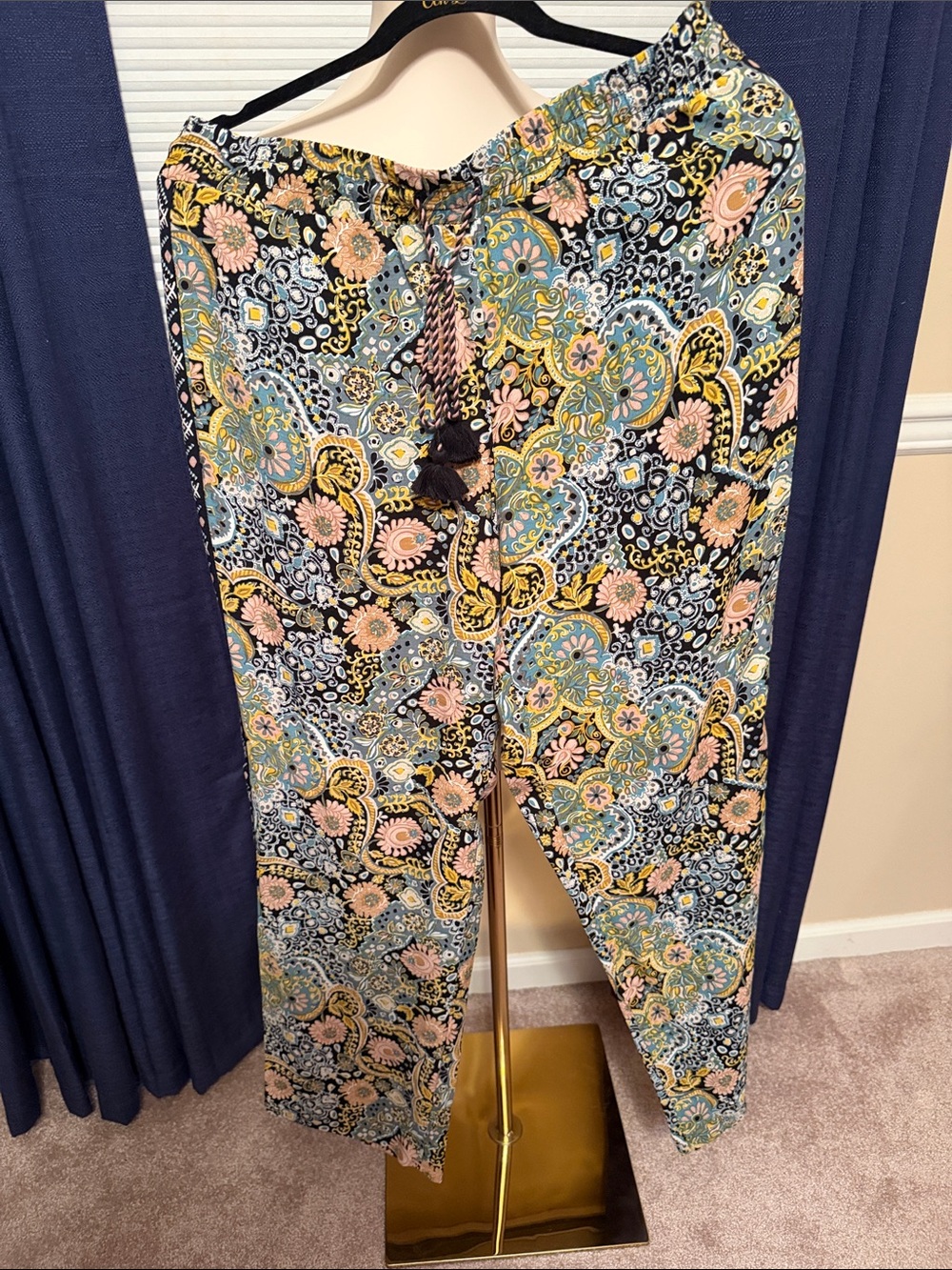 Paisley Floral Wide-Leg Lounge Pants - Multicolor
